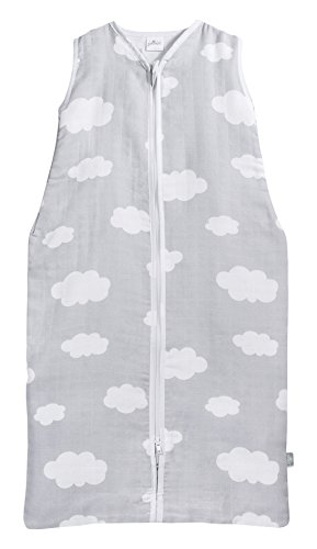 Jollein 048-516-65057 Schlafsack Sommer 90 cm, Mull Clouds grau -