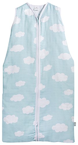Jollein 048-529-65055 Schlafsack Sommer 110 cm, Mull Clouds jade -