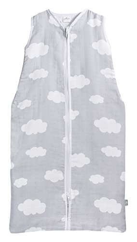 Jollein 048-529-65057 Schlafsack Sommer 110 cm, Mull Clouds grau -
