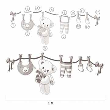JUJU & COMPAGNIE – Jujubox Fuchsie Teddybären Wandstickers – Full Set von Kinder Wandaufkleber – Babyzimmer Wandtattoos – Maße 50 x 90 cm -