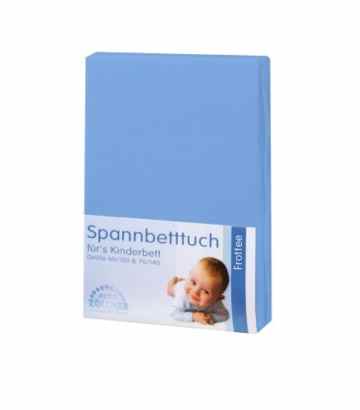 Julius Zöllner 8300113300 – Spannbetttuch Frottee für Kinderbett, Größe: 60 x 120 cm/70 x 140 cm, Farbe: blau -