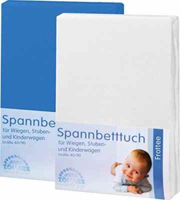 Julius Zöllner Spannbettlaken 2er-Pack Frottee blau/weiß Größe 40×90 cm -