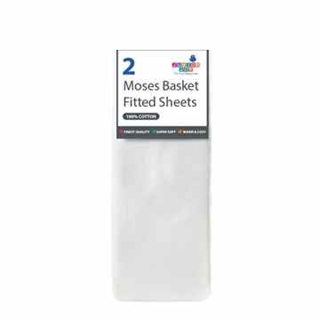 Junior Joy 6297WH Junior Joy Moses Spannbettlaken, 2 Stück in einer Packung, weiß -