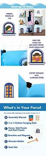 Kids, Kinder, Aufbewahrungsboxen, Würfelförmig, Ineinandergreifenden Ablagen Home Organizer für Kinderzimmer / Toy Trunk Kids Speichereinheiten Nachttisch, 4 X 1er Würfel mit Türen -