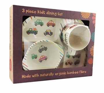 Kinder Geschirr Set a.Bambus,3tlg, Motiv Auto -