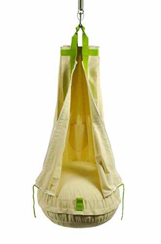 Kinder Hängehöhle Hängesitz Hängesack Hängesessel mit Aufhängung von HOBEA-Germany, Hängehöhle:creme / grün -
