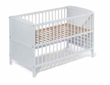 Kinderbett | Gitterbett | „NELE“ | WEISS | umbaubar zum Juniorbett -