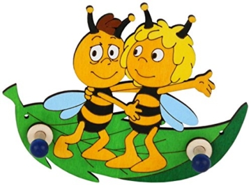 Kindergarderobe Maja und Willy auf Blatt Sperrholz 2 Haken 18cm x 13cm -