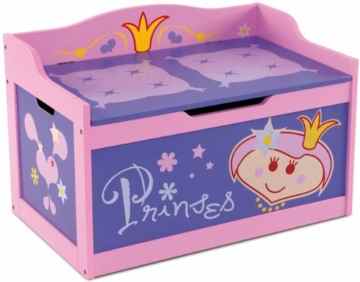 Kindertruhenbank „Princess“ mit intergrierter Spielzeugkiste Kinderbank Kindermöbel Holzbank Spielzeugtruhe -