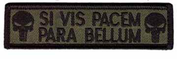 Klettverschluss VELCRO Olive Punisher Skull Si Vis Pacem Para Bellum 1×3.75 inch Military Tactical, Airsoft, Paintball / Morale A ufnaher Patch – -