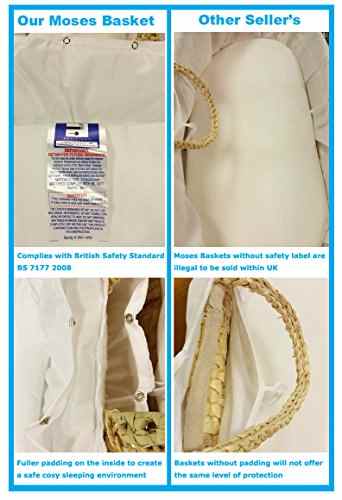 Komplettset Moses Weidenkorb, Baby Korb, in natur mit Matratze, Bezug und Schaukelgestell, Stubenwagen, BLAU -