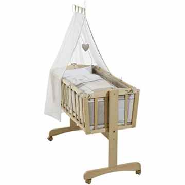 Komplettwiegenset Tierfreunde feststellbare Wiegefunktion natur • Komplettwiege Stubenbett Stubenwagen Baby Pendel Wiege Bett Set -