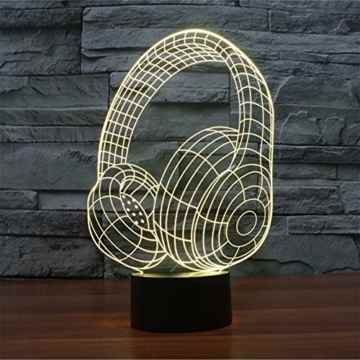 Kopfhörer 3D optische LED Illusion Lampen, FZAI 7 Farbe blinkende Kunst Skulptur Lichter Schlafzimmer Schreibtisch Tisch Nacht Licht Awesome Geschenke -