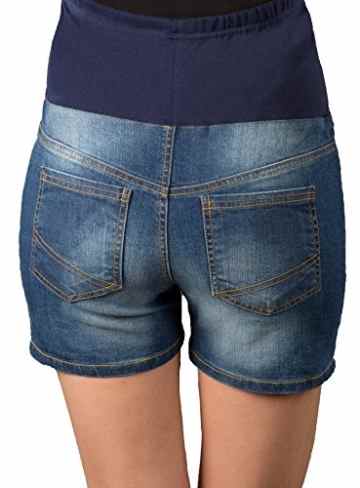 Kurze Jeans Umstandsshorts / Umstandshose mit Bauchband für Sommer 9037 -