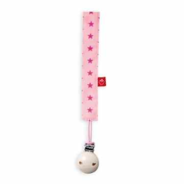 La Fraise Rouge 4251005603239 Schnullerband inklusiv Schnullerclip, Eve, rosa mit pinken Sternen -