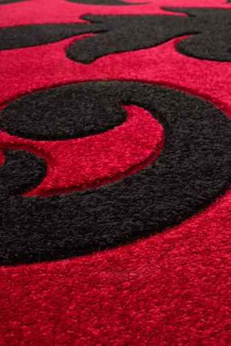 Lalee 347222650 Moderner Designer Teppich Muster Ranken Konturenschnitt Größe 80 x 150 cm , rot / schwarz -