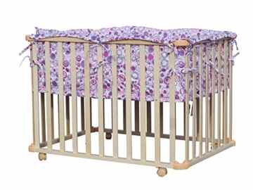 Laufgitter Laufstall 100 x 75 x 70 cm Holz 4-Eck mit Softeinlage 3 fach höhenverstellbar -