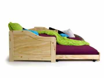 Laura Funktionsbett Tandemliege Jugendbett und Kinderbett mit Bettkasten Pinie natur inkl. 2 x Lattenrost in 90 x 200 cm -