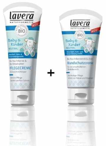 Lavera Baby & Kind neutral Wundschutzcreme 50ml und Pflegecreme 75 ml im Set Top Pflege für Ihr Kind -