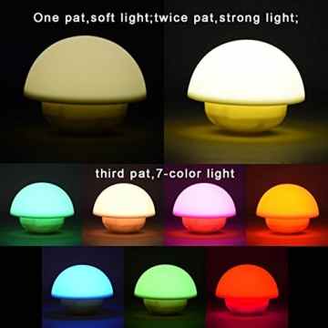 LED Nachtlicht kinder, ThorFire Mini Berührungssensor dimmare Atmosphären-Lampe Pilz Lampe Bettlampe Tumbler, 3Modi dimmbares Warmweiß/Farbwechsel mit Touch Schalter Babyzimmer,Schlafzimmer, Wohnzimme -