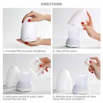 lederTEK Ultraschall Aroma Diffuser Luftbefeuchter Luftreiniger 100ml,Ätherische Öl tropfen, als farbenwechselnde LED Duftlampe für Babies Yoga Kindergarten Schlafzimmer Wohnzimmer Büro usw (Weiß) -