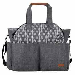 lekebaby Baby Wickeltasche, Messenger Tasche mit Wickelunterlage und kinderwagenhalter für Mütter, Pfeile Print