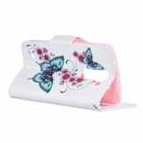 LG K7 Hülle,LG K8 Hülle,LG K7 / LG K8 Leder Brieftasche Hülle im BookStyle,SainCat PU Leder Wallet Case Lederhülle Folio Schutzhülle Ledertasche Hülle Bumper Handytasche Skin Schale Soft Backcover Handy Tasche Flip Cover Buchstil Klapptasche in Lederoptik mit Standfunktion Karteneinschub und Magnetverschluß Etui Flip Case für LG K7 & LG K8 (Peach Schmetterling) -