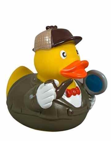 LiLaLu – 1526 – Detektiv Ente, Sherlock Holmes, Badeente, Quietscheente, PVC, 8cm -