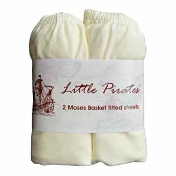 Little Pirates Spannbetttuch für Babybett, 100 % Baumwolle, Jerseystoff, 30 x 75 cm, cremefarben, 2 Stück -