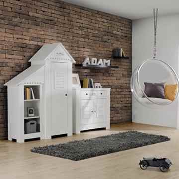 lounge-zone 1-türiger Kinderschrank Kleiderschrank Kinderzimmerschrank Schrank LA MER Kinderzimmer Jugendzimmer weiß Maritimes Strandhaus Design 1074