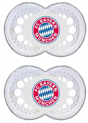 MAM 68117200 – Schnuller, Bundesliga, Football „FC Bayern München“ 16+ Monate, Silikon, Doppelpack -