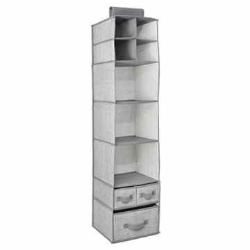 mDesign hängender Stoffschrank – 7 Regale und 3 Schubladen – der ideale Hängeschrank aus Stoff – perfekt als Hängeregal für den Flur – perfekte Hängeaufbewahrung z.B für Windeln & Babyartikel -