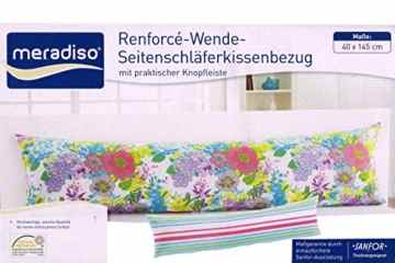 Meradiso® Renforce-Wendebezug für Seitenschläferkissen Kissenbezug Blumenwiese-Gestreift -