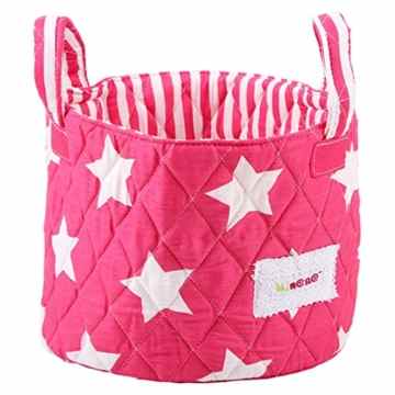 Minene 1237 Aufbewahrung Korb Klein, Fuchsia mit weißen Sternen, 18 x 22 x 22 cm -