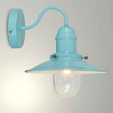 MiniSun – Moderne Wandleuchte im Fishermanstil mit einem schönen hellblauen Finish aus Metall und einem Lampenschirm aus Glas – Wandleuchte -