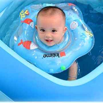 moinkerin Kinder Baby Säugling Aufblasbare Runde Schwimmen Ring Schwimmreifen Flipper Halsschwimmring für den Hals Schwimmhilfe Blau -