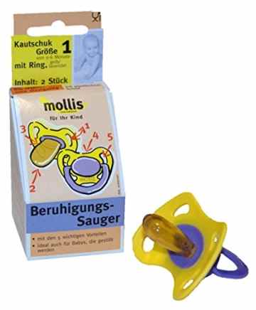 Mollis Kautschuk-Schnuller Gr. 1 mit Ring 2 Stk -