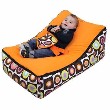 Monsieur Bébé ® Babywippe Baby-Sitzsack mit 2 Auflagen, 2 Ablagetaschen und Transportgriff – Modell „Baby Pouf“ – drei Farben – Norm NF EN12790 -