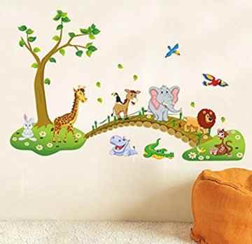 Moolecole Niedlich Tiere PVC Wandsticker Kinder Schlafzimmer Wandtattoos Wohnzimmer Fensterglas Dekorativen Entfernbare Wandaufkleber Wall Sticker -