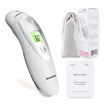 Morpilot Stirn und Ohr Infrarot  Fieberthermometer mit 20 mal Erinnerungen Hintergrundbeleuchtung Digital Ideal für Baby Kinder Erwachsene und alte Leute -