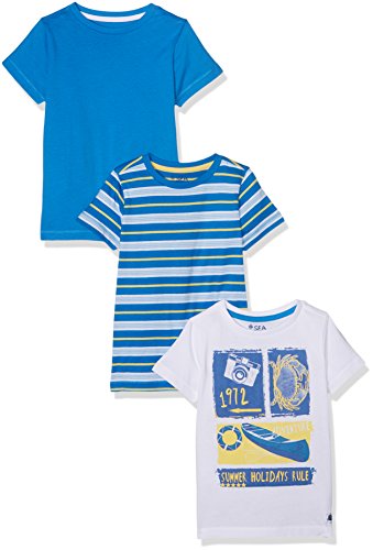 Mothercare Baby-Jungen T-Shirt Jb Lab White Graphic/Yellow Stripe/Blue 3pk Tee Ss -