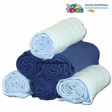 Mullwindel 6 St. bunt Stoffwindel Spucktuch 70×80 NEU 100% Baumwolle Spucktücher (3x Blau und 3x Dunkelblau) -