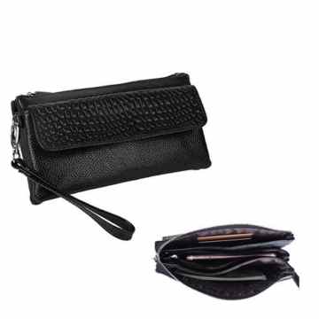 [Muttertag Geschenke für Frauen] Damen großes Fassungsvermögen Leder Geldbörse Smartphone/Clutch mit Schultergurt -