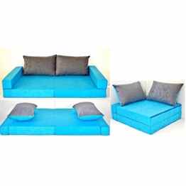neo4kids Kindersofa Collage 3in1 Sofa Ecksofa Bett Ausziehbett blau