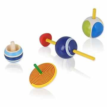 nesthocker – Premium Kreisel Set – 1 Umkehrkreisel, 1 Farbwechsler, 1 Stielkreisel, 1 Supertaumler aus Holz (gefertigt in Deutschland)