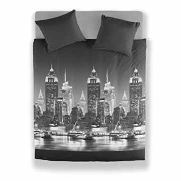 Nightlife – Bettwäsche / Bettbezüge NY Manhattan – Schwarz – 135×200 – Mit 1 Kissenbezug 80×80 -