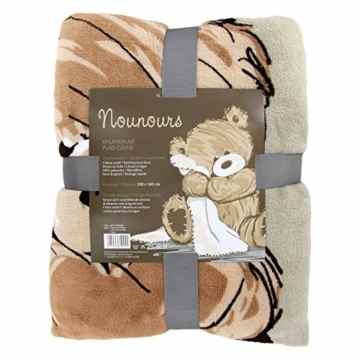 Nounours Kinderdecke Bär 160 x 130 cm Creme Kuscheldecke „I miss you so much“ Spieldecke -
