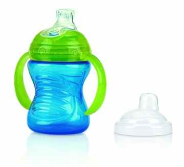 Nuby ID10052BLUE Trinklerntasse mit Silikonmundstück, 240ml, blau -