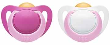 NUK 10173076 Genius Latex-Schnuller, kiefergerechte, Form, zahnfreundlich, BPA frei, Girl, 18-36 Monate, 2 Stück -