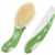 NUK 10256383 Babybürste aus 100% Naturhaar mit Kamm mit abgerundeten Spitzen, 1 Stück, grün -